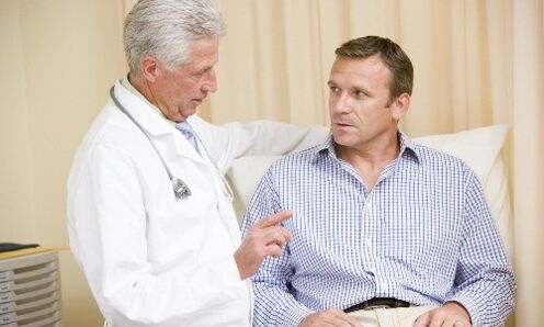 A man with prostatitis at a consultation with a urologist